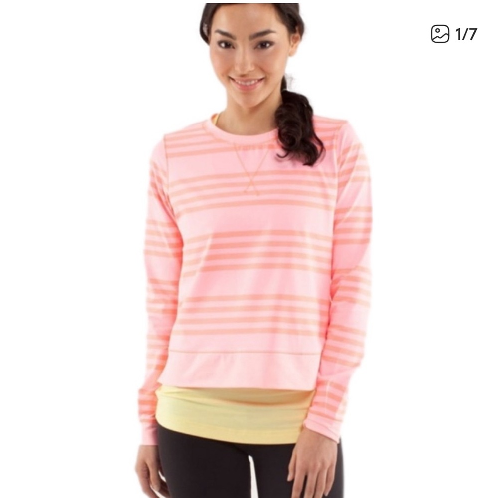 Lululemon Run: Warm Up Crew in the Ocean Stripe Bleached Coral - 4